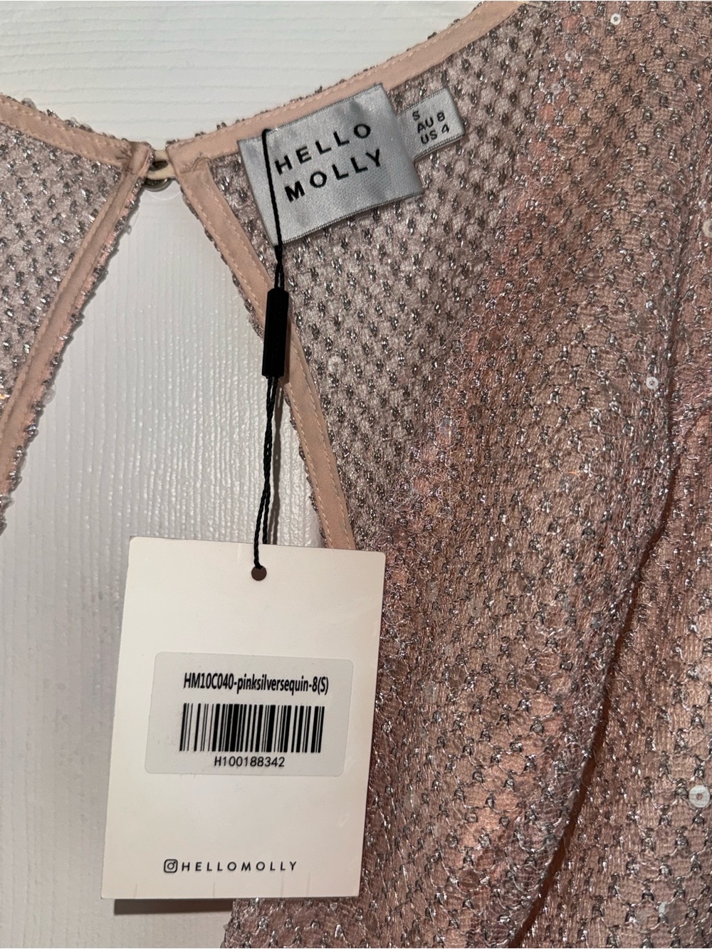 Hello Molly Rose Blush Sequin Plunge Jumpsuit - Picture 2 of 3